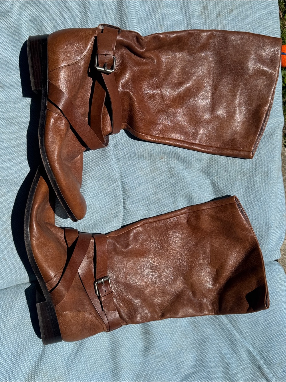 Classic Brown Leather Mid-Calf Riding Boots